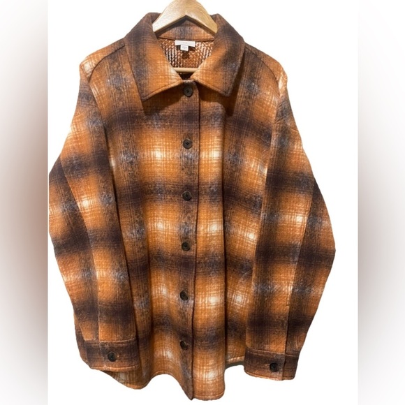 J.Jill Evermore Plaid Flannel Shacket Women 2X Cozy Button Front Fall Layer - Picture 2 of 9